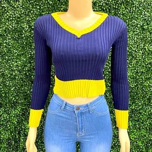 V neck cropped sweater